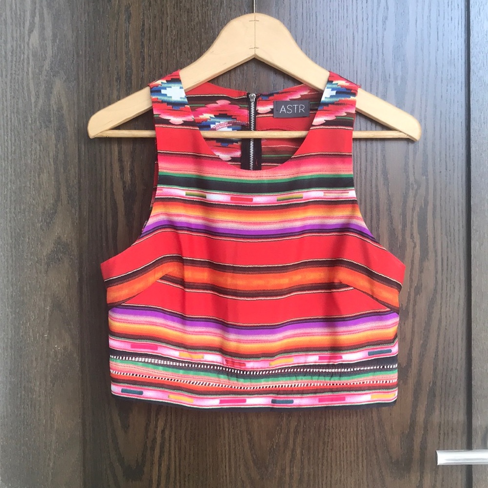 ASTR Southwest Rainbow Stripe Croptop - L